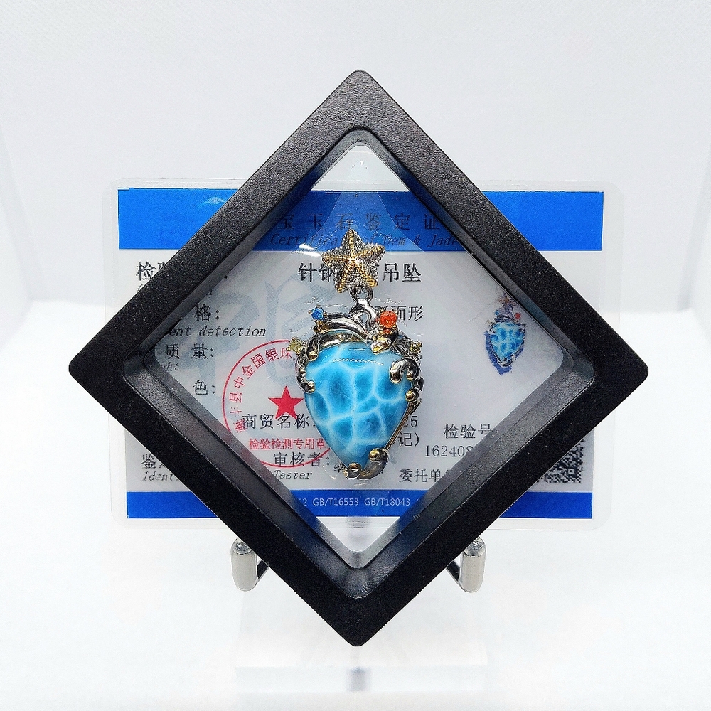 🩵 S925 HQ Columbian Larimar "Dolphin Sapphire" Pendant